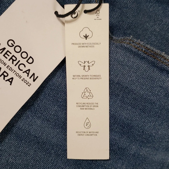 Good American x Zara High Rise Skinny Jeans Medium Wash Women's 30W/62 Distress - Picture 13 of 16